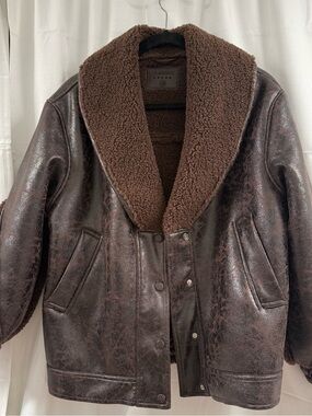 BlankNYC Brown Faux Shearling Aviator Jacket Size XS- Sherpa Lined